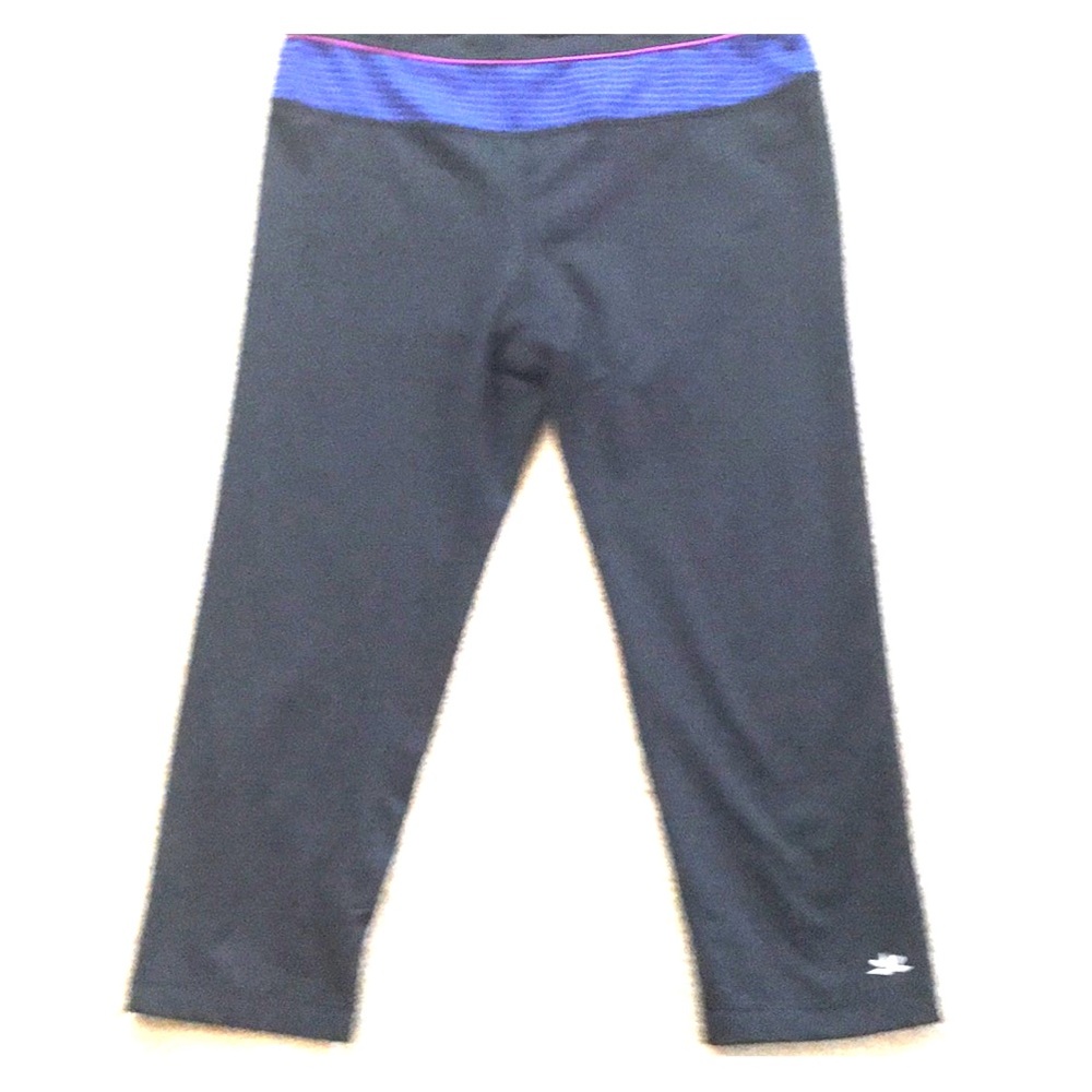 Black yoga pants with colorful waist band